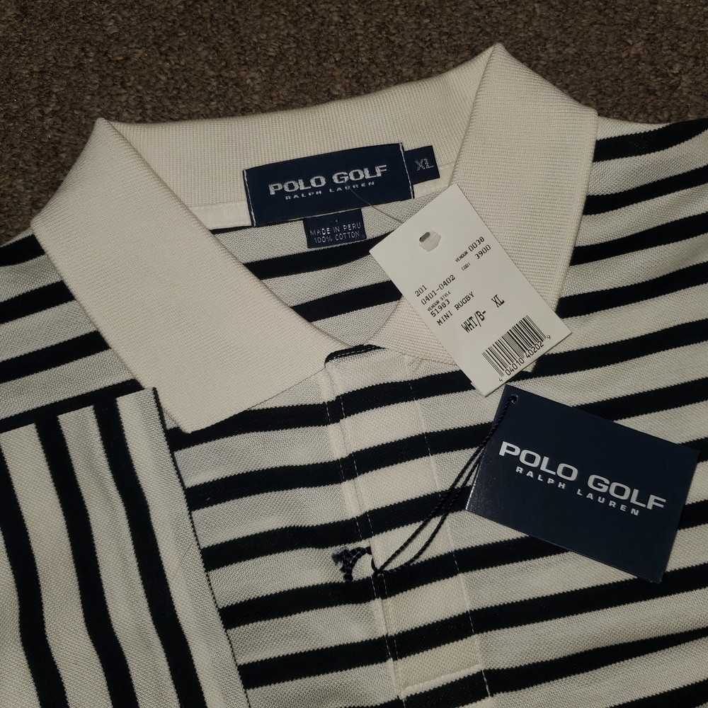 Ralph Lauren Black and White Striped Polo Shirt